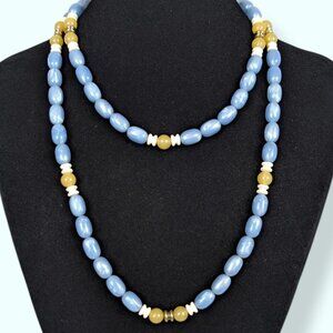 V. Blue & Yellow Lucite Beaded Necklace